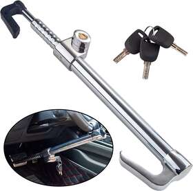 Cartman 696565958308 Steering Wheel Lock Bar Heavy Duty Anti Theft Security Brake Pedal