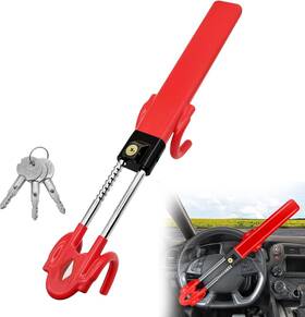L1002-r Kaycentop Twin Hooks Steering Wheel Lock Anti Theft Car Device Adjustable Length