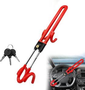 L1027 Kaycentop Twin Hooks Steering Wheel Lock Anti Theft Car Device Adjustable Length