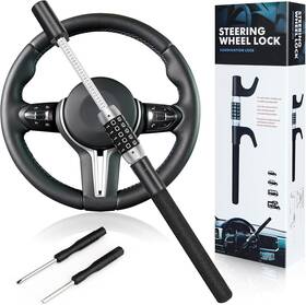 Lm194 Lama 5 Digit Combination Car Steering Wheel Lock Password Code Black