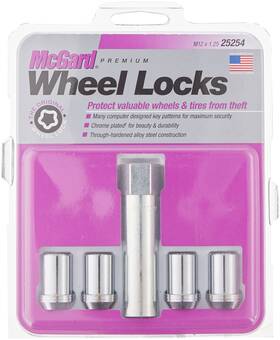 Mcgard 083509252545 25254 Chrome Tuner Style Cone Seat Wheel Locks M12 X 1.25 Thread Size Set Of 4