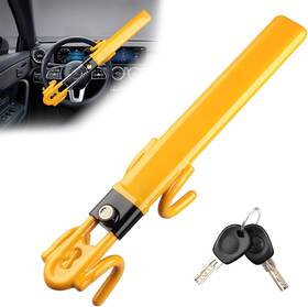 9443647 Noeaike Steering Wheel Lock Heavy Duty Anti-theft Car Device With Double Hooks Yellow