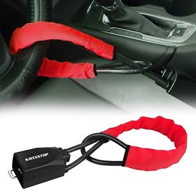 L1016-r Steering Wheel Lock Seat Belt Security Vehicle Seatbelt For Most Cars Red