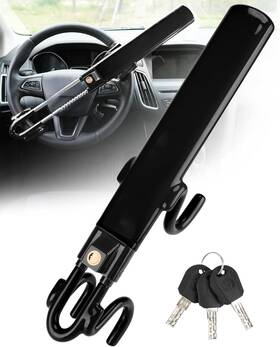 80387 Tevlaphee Steering Wheel Lock Anti-theft Car Device Heavy Duty Security Black