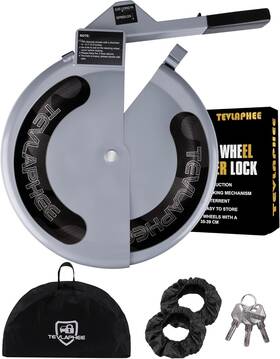 T3jsw Tevlaphee Steering Wheel Lock Anti-theft Device Heavy Duty Car Silver