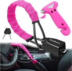 Tl1031 Thinklearn Steering Wheel Lock With Safety Hammer Key Anti-theft Device Pink