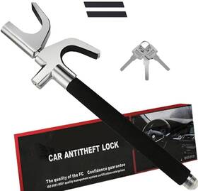 Ywhwlx 1022 Car Steering Wheel Lock Universal Retractable Stainless Steel 43.5cm Black