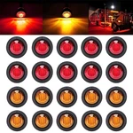 20X 3/4" Marker Lights Led Truck Trailer Round Side Bullet Red&amber Abs. Fixed Price $18.79.