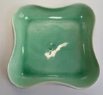 Vintage Red Wing Pottery Usa 8" Square Green White Decorative Console Tray 1037. Fixed Price $18.00.