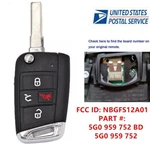 Replacement For Volkswagen Golf Gti Remote Flip Smart Keyless Fob 5G0 959 752 Bd. Fixed Price $43.52.