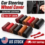 Genuine Leather Car Steering Wheel Cover Wrap Anti-slip Diy Sewing For 15"/ 38CM. Fixed Price $13.99.