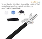 Turnart Steering Wheel Lock Universal Car Anti-theft Device Retractable .... Fixed Price $39.99.