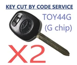 Cut By Code Service + X2 Toyota Scion TOY44G 2010-2016 G-chip Transponder Key. Fixed Price $38.99.