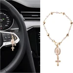 For Car Steering Wheel Rosary Charm, Unique Cross Mirror Color: Hearts. Fixed Price $10.99.