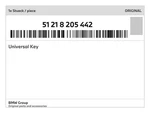 Genuine Bmw Universal Key 51-21-8-205-442 New. Fixed Price $101.77.