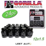 (24PC.) Gorilla Lug Nuts + Wheel Locks Combo, 12X1.5, Bulge Acorn, Black. Fixed Price $59.88.