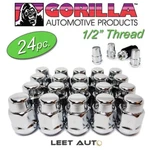 (24PC.) Gorilla Chrome Lug Nuts + Wheel Locks Combo, 1/2"-20 Thread, Bulge Acorn. Fixed Price $49.88.
