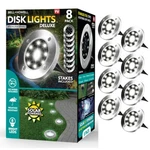 Bell + Howell Solar Powered 4/8 Led Outdoor Disk Lights - Pack In 3 Colors. Fixed Price $39.99.